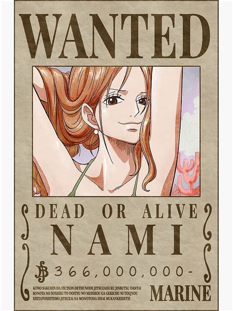 Nami Wanted Poster Post-Wano Updated Bounty Poster Premium Matte ...