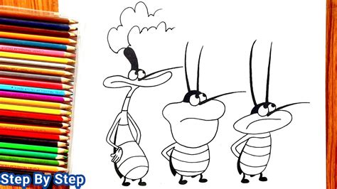 How To Draw Oggy And The Cockroaches Easy Step By Step Cockroaches