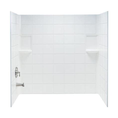 Mustee Topaz White Fiberglass Bathtub Wall Surround Common 30 In X 60 In Actual 59 In X 30