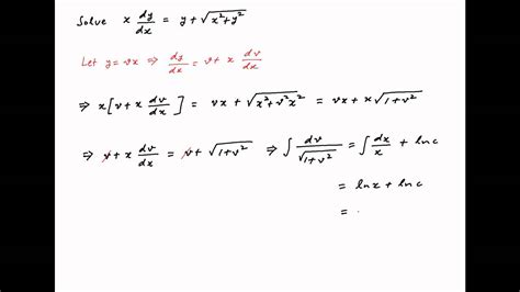 Solve The Differential Equation X Dy Dx Y Sqrt[square X Square