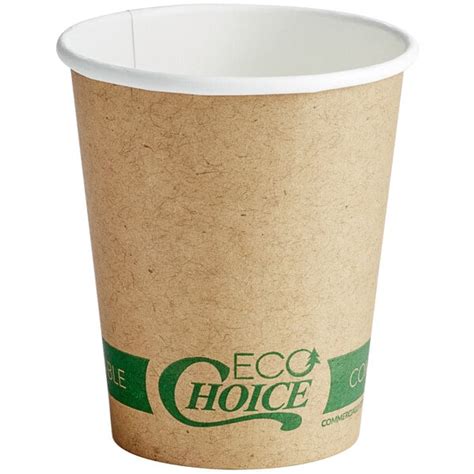EcoChoice 8 Oz Tall Kraft Compostable Paper Hot Cup 1 000 Case