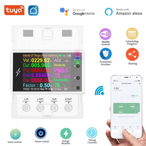 Tuya Wifi Bluetooth AT4PW 100A Din Rail สวตชอจฉรยะ AC 220V 110V