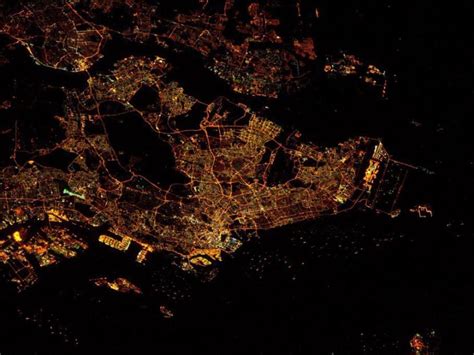 Singapore At Night From 350km Above The Earth Today