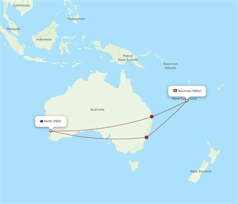 Flights From Noumea To Perth NOU To PER Flight Routes