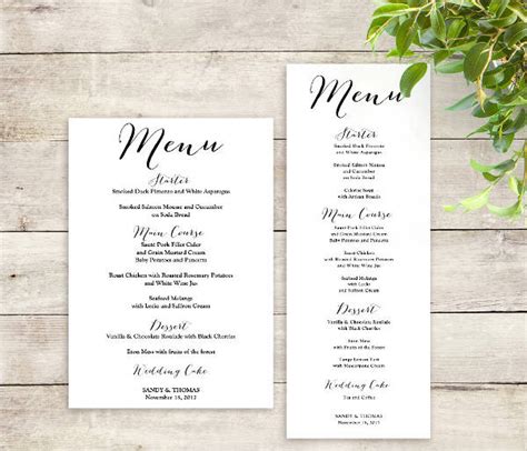 Wedding Menu Template Free Printable - Printable Templates