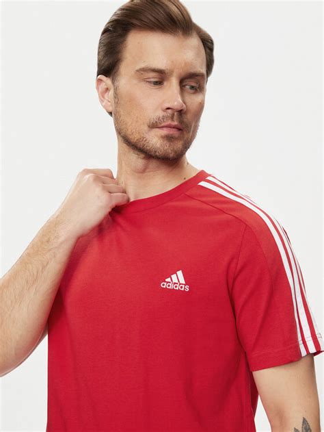 Adidas T Shirt Essentials Single Jersey 3 Stripes T Shirt IC9339 Rot