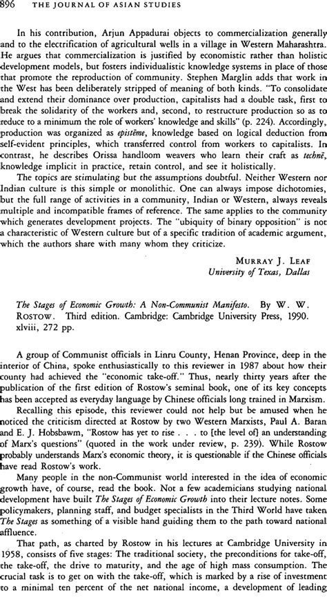 The Stages Of Economic Growth A Non Communist Manifesto By W W