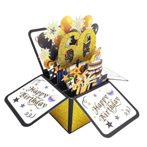 Happy Birthday Popup Card With Envelope And Note Cool 60 Bday Ts 60th