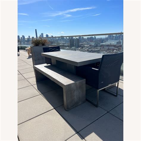 Outdoor Concrete Benches With Matching Table - AptDeco