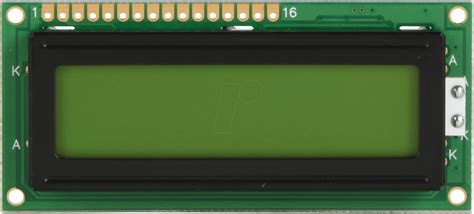 LCD-PM 2X16-6 C: LCD-Module, 2x16, h:5.6mm, ye - gn, w.backl. at ...