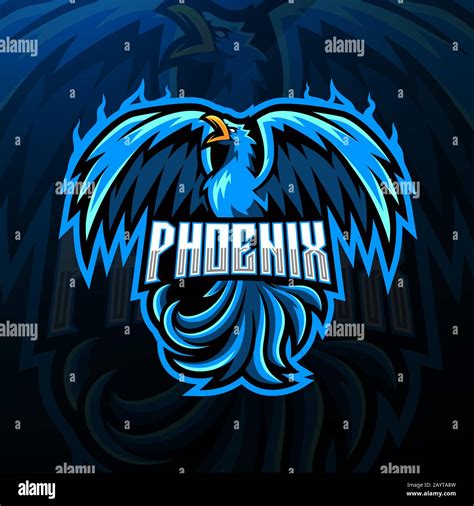 Blue Phoenix Esport Mascot Logo Design Stock Vector Image And Art Alamy