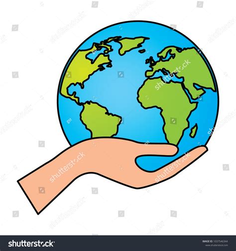 Human Hand Holding Earth Globe World Stock Vector Royalty Free