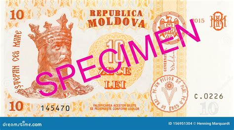 Moldovan Leu Banknote Obverse Specimen Stock Photo Image Of