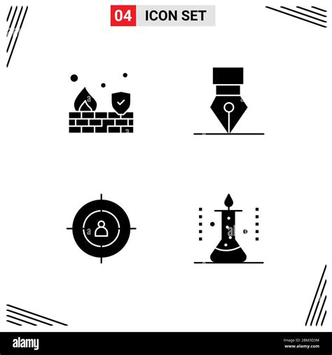 Set Of Commercial Solid Glyphs Pack For Fire Goal Wall Design