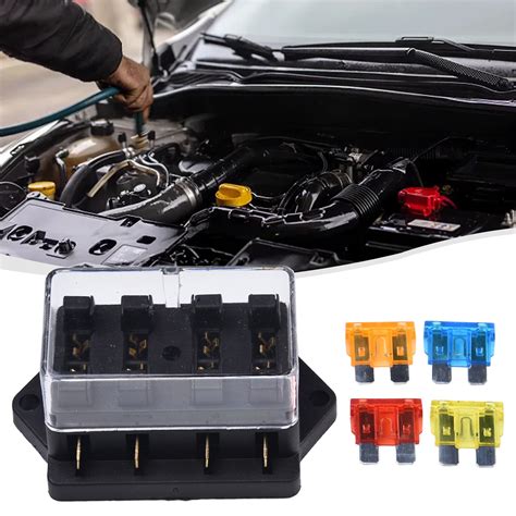 Car 4 Way Circuit Standard Ato Blade Fuse Box Block Holder 12v24v4 Fuses