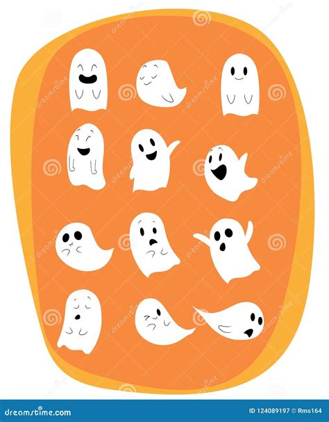 Vector Ghosts Doodle Set Set Of Cloth Ghosts Flying Phantoms Halloween