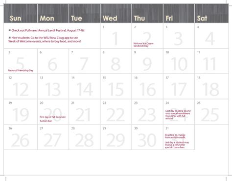 Wsu Pullman Academic Calendar - Good calendar idea