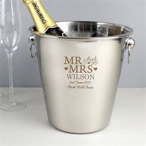 Personalised Mr And Mrs Stainless Steel Ice Bucket By Blackdown