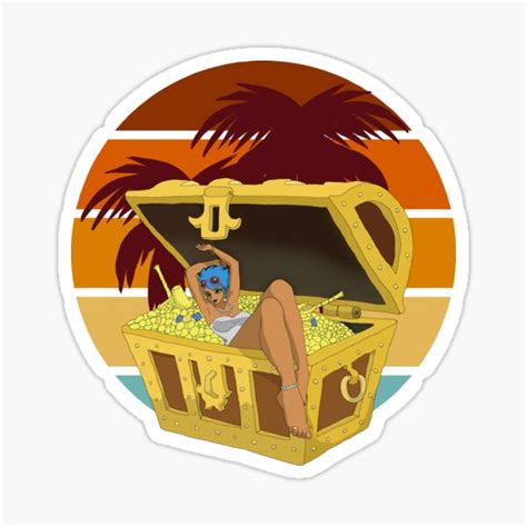 Girl In A Treasure Chest Retro Sunset Sticker For Sale By