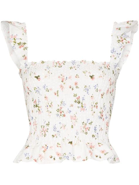 Reformation Junebug Floral Print Cropped Top Farfetch Floral Print