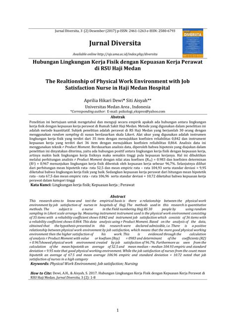 Pdf Hubungan Lingkungan Kerja Fisik Dengan Kepuasan Kerja Perawat Di