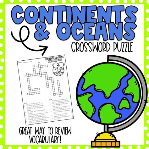 Continents And Oceans Crossword Continents And Oceans Continents