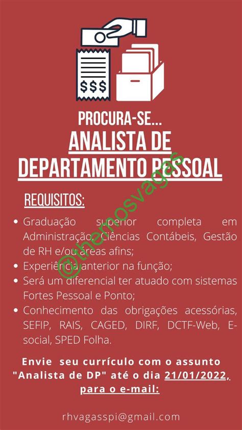 Analista De Departamento Pessoal Teresina PI 01 Vaga S Themos