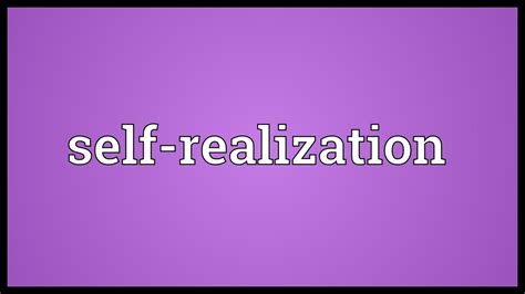 Self Realization Meaning Youtube