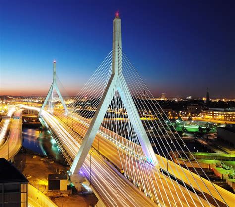 The Leonard P. Zakim Bunker Hill Memorial Bridge across the Charles ...