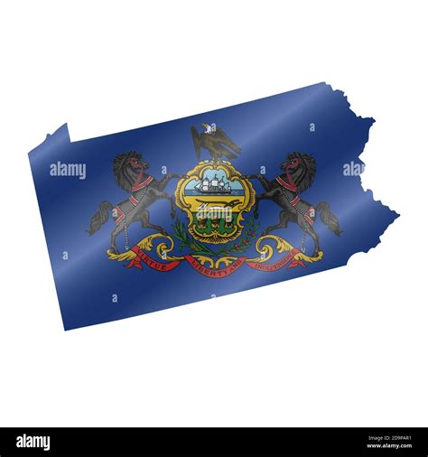 Waving Flag Map Of Pennsylvania Vector Illustration Stock Vector Image