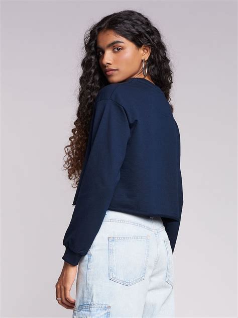 Buy Official Solids Navy Blue Women Sweatshirts Online