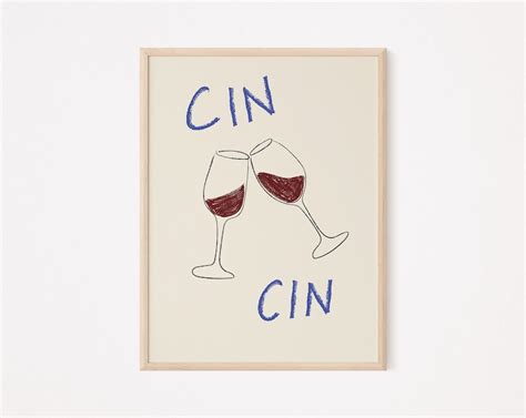 Cin Cin Wine Poster Cheers Print Wine Print Housewarming - Etsy