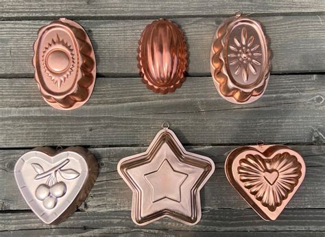 Vintage Copper Aluminum Molds Wall Decor your Choice Star Heart Oval ...