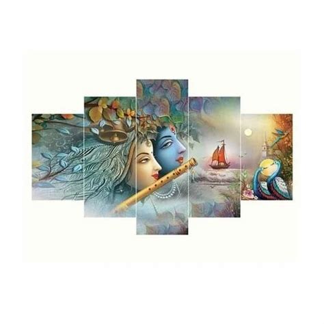 Multicolor Lord Radha Krishna Printed Self Adhesive Wooden Wall Art