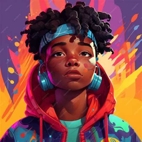 Premium Photo Vibrant Visions Embracing The Black Boy Aesthetic In Cartoon Style