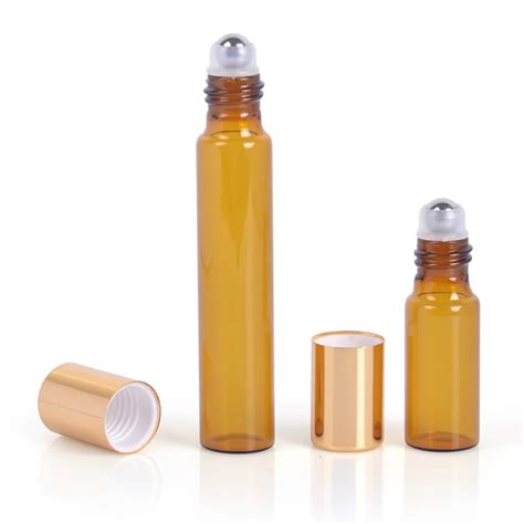 Mub 5ml And 10ml Amber Roll On Glass Bottles Empty Stainless Steel Roller