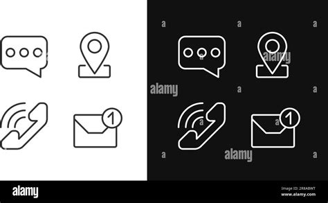 Communication Channels Pixel Perfect Linear Icons Set For Dark Light