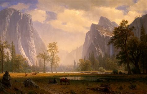 Wallpaper picture, painting, painting, Albert Bierstadt, Looking Up the ...