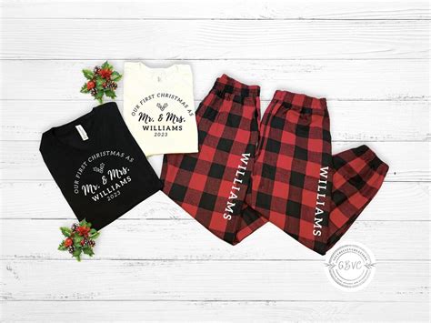 Couples Christmas Pajamas Our First Christmas Pajamas Mr And Mrs