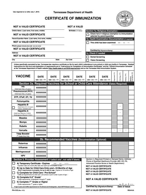 Tn Immunization Form Fill Out Sign Online Dochub