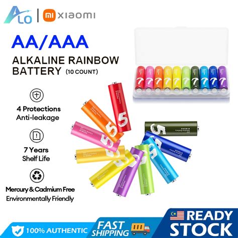 Xiaomi AA AAA Rainbow Alkaline Battery 10 Count Batteries Set Low