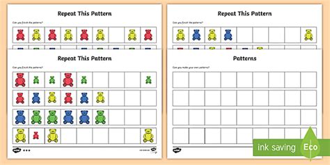 Compare Bear Pattern Cards Lehrer Gemacht Twinkl Worksheets Library