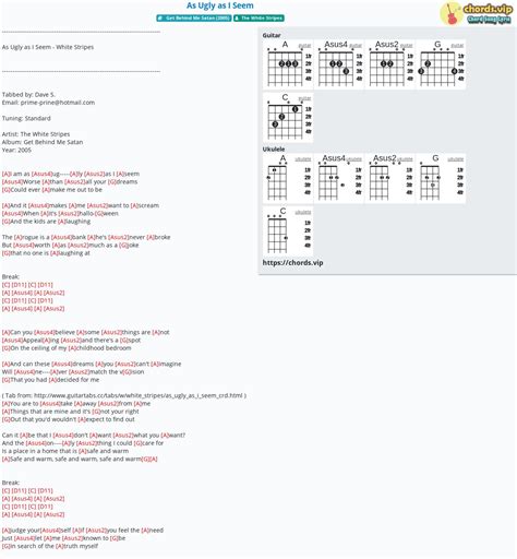 Hợp âm: As Ugly as I Seem - cảm âm, tab guitar, ukulele - lời bài hát ...