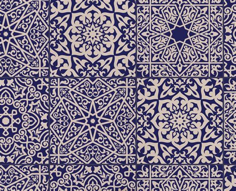Arabesque Arabic Tile Vinyl Flooring Blue Feet