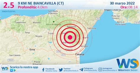 Scossa Di Terremoto Magnitudo 2 5 Nei Pressi Di Biancavilla CT