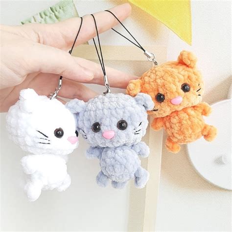 Crochet PATTERN Kitten Keychain No Sew Amigurumi Tutorial Etsy