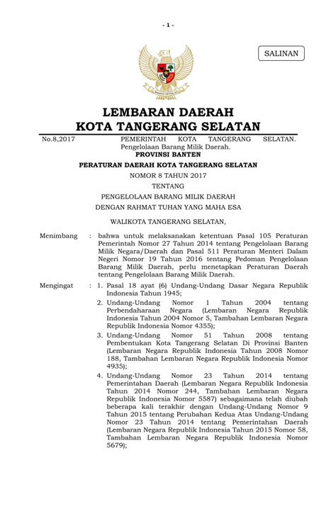 Pdf Lembaran Daerah Kota Tangerang Selatandprd Tangerangselatankota