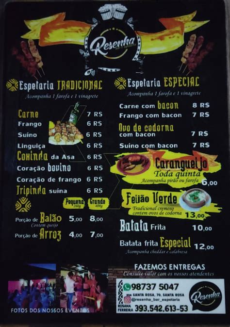 Menu At Resenha Bar E Espetaria Fortaleza