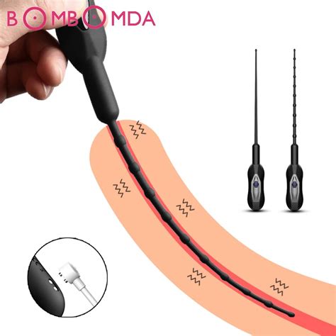Dildo Vibrador Uretral Para Homens Contas De Plugue Penial Som De