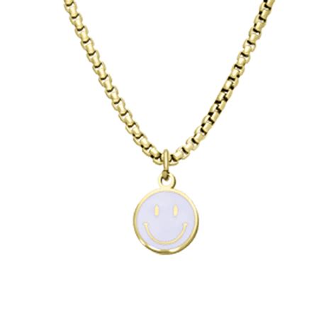 Stalen Goldplated Ketting Met Smiley Wit Lucardi Be